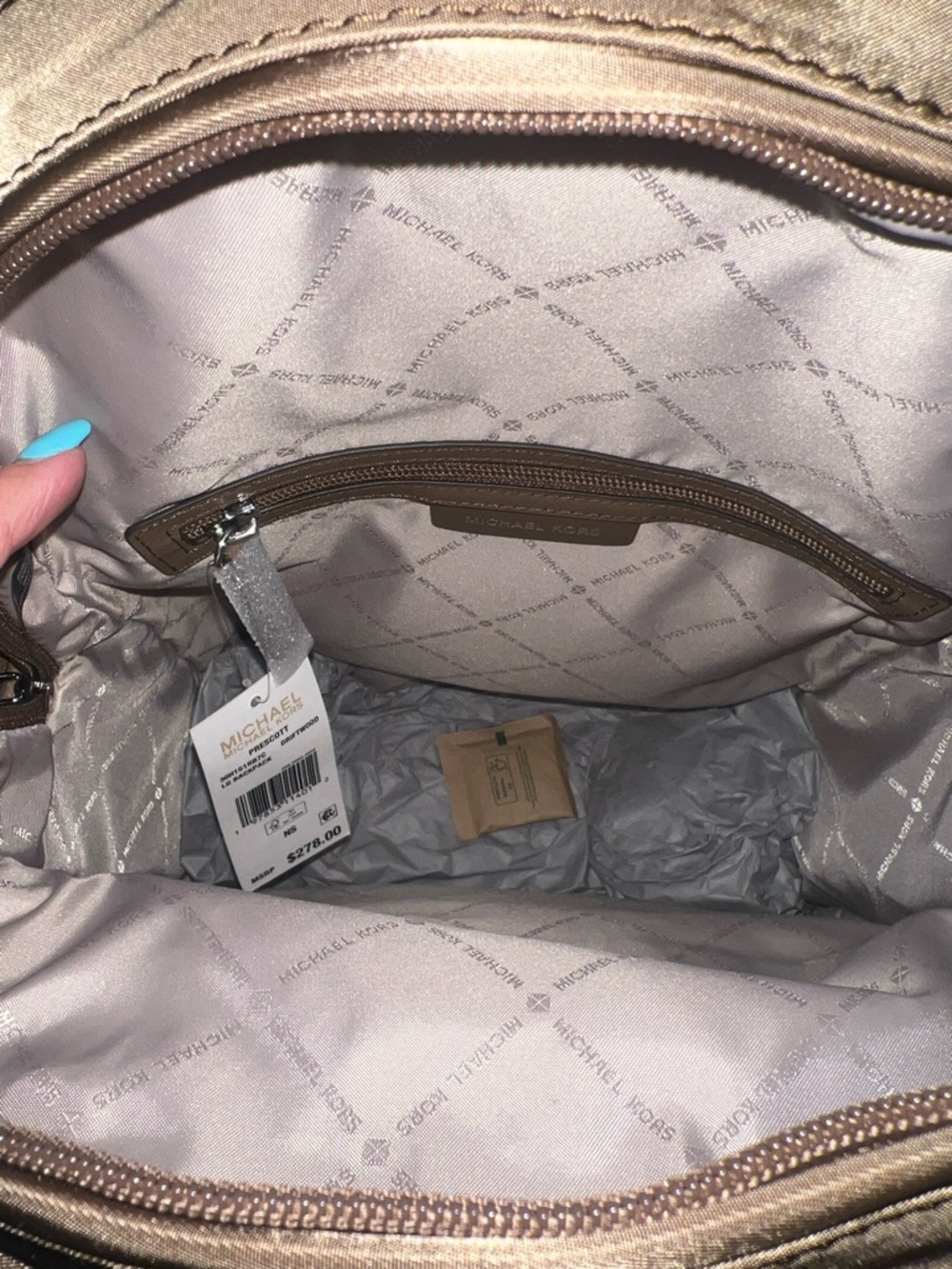 NWT Michael Kors Prescott Large Backpack, Driftwood - Picture 10 of 12